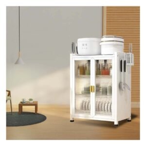 Escurridor de Platos con Puertas de 3 Niveles y Soporte para Utensilios Blanco