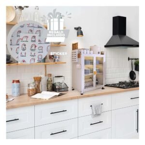 Escurridor de Cocina con Puertas 3 Niveles Soporte Utensilios Blanco Y+Regalo Sticker