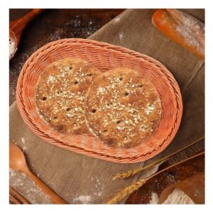 Canasta Ovalado de Plastico Tejido 30x20x7cm de Estilo Moderno y Resistente