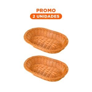 Pack2 Canasta Ovalado de Plastico Tejido 30x20x7cm para Guardar Frutas en la Cocina