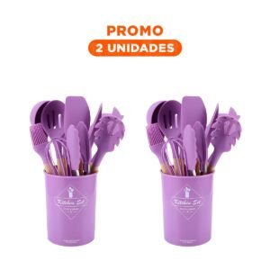 Pack2 Herramientas de Cocina Utensilios de Silicona Duraderos y Faciles de Limpiar