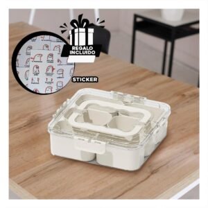 Caja Transparente con 6 Mini Bandejas Duradera y Organizada para Alimentos Y+Regalo Sticker