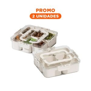 Pack2 Porta Taper Transparente con 6 Mini Bandejas Resistente y Segura