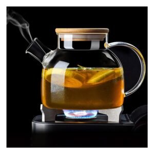 Jarra de Vidrio 1L con Tapa de Madera y Filtro en Pico Facil de Usar