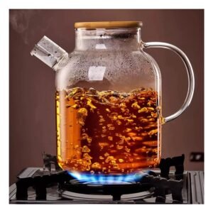 Jarra de Vidrio 1.5L con Tapa de Madera y Filtro en Pico Facil de Usar