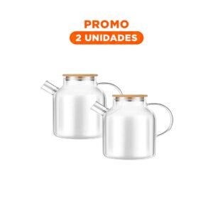 Pack2 Contenedor de Vidrio 1.8L con Tapa de Madera y Filtro Comodo para Servir Limonadas