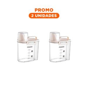 Pack2 Organizador con Boquilla Tapa y Asa de 1L en Color Crema para Cocina
