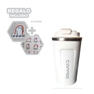 Taza Termica Digital 510ml Blanco con Visor Frontal Elegante y Funcional Y+Regalo Sticker