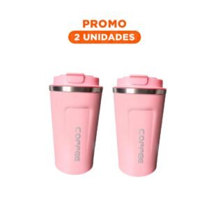 Pack2 Vaso Inteligente 510ml Rosado con Imagen Moderna y Funcional
