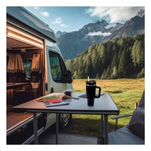 Termo 1200ML en Color Negro con Asa y Sorbete en ABS y Acero para Bebidas