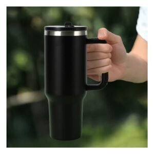 Termo 1200ML en Color Negro con Asa y Pico en ABS y Acero para Bebidas