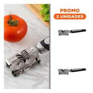 Pack2 Afilador Manual de Cuchillo con Mango Plateado y Negro para Cocina Segura