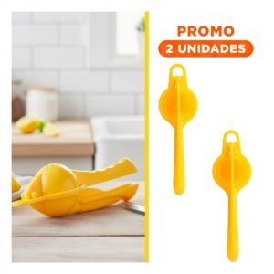 Pack2 Exprimidor de Frutas Plastico Amarillo Facil de Limpiar y Usar en Hogar