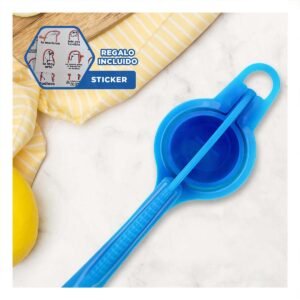 Exprimidor Portatil de Limon Plastico Celeste Facil de Usar y Limpiar y+Regalo Sticker