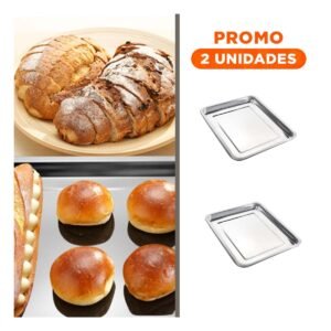 Pack2 Plato Metalico Rectangular Para Cocina Hogar y Uso Diario Plateada
