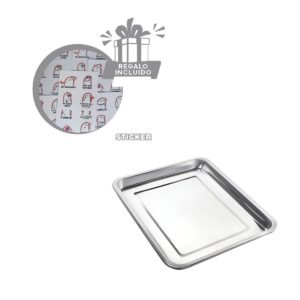 Bandeja De Acero Inoxidable Rectangular Para Cocina Y Mesa Plateado 50x35x2cm Y+Regalo Sticker