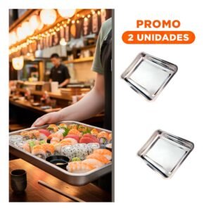 Pack2 Plato Rectangular De Acero Para Servir Y Decorar Hogar Plateado 50x35x2cm