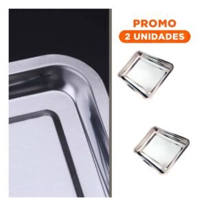 Pack2 Bandeja De Acero Inoxidable Para Cocina Hogar Y Preparacion Plateado 60x40x2cm