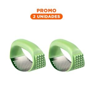 Pack2 Aplastador Verde Limon y Plateado con Mango de Plastico para Ajo Fresco