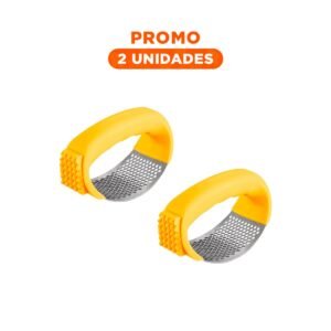 Pack2 Aplastador Amarillo y Plateado con Mango de Plastico para Ajo Fresco
