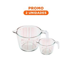 Pack2 Medidor de Vidrio 1L Ideal para Medir Ingredientes Liquidos y Liquidos