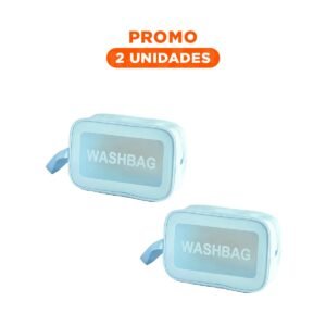 Pack2 Neceser Portatil 22x13x7cm de Color Celeste Rectangular
