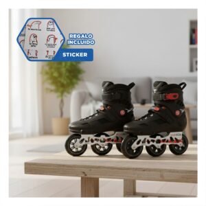 Par Patines Lineal Pro Ollie Rojo y negro T44 para Deporte en Juventud Y+Regalo Sticker