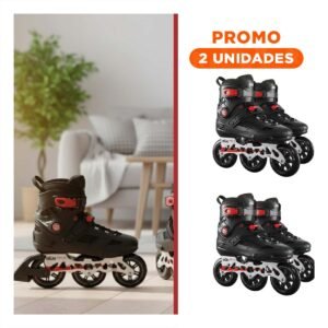 Pack2 Articulo Patines Lineal Pro Ollie Rojo y negro T44 para Fitness en Calle