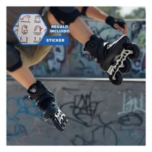 Par Patines Lineal Pro Ollie Negro T42 para Patinaje Urbano con Estilo Y+Regalo Sticker