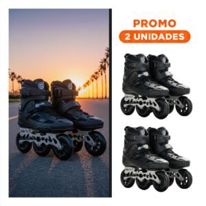 Pack2 Calzado Patines Lineal Pro Ollie Negro T43 con Frenos de Seguridad Eficaz