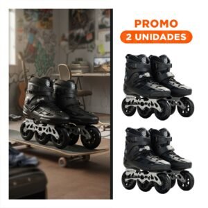 Pack2 Calzado Patines Lineal Pro Ollie Negro T44 con Estilo Clasico y Elegante