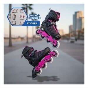 Articulo Patines Urbanos Ollie Fucsia y negro Talla L con Ruedas de Goma Y+Regalo Sticker