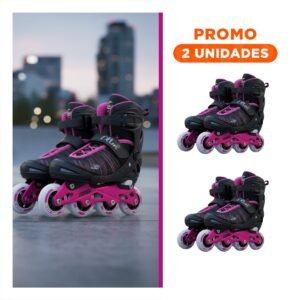 Pack2 Articulo Patines Urbanos Ollie Fucsia y negro Talla L con Gran Acabado