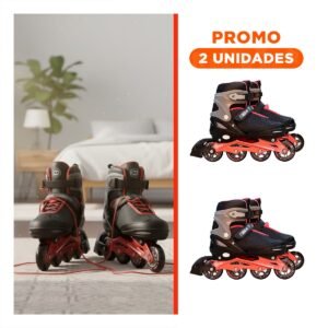Pack2 Calzado Patines Urbanos Ollie Rojo y negro Talla L para Vida Saludable