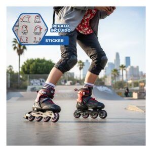 Calzado Patines Urbanos Ollie Guinda y negro Talla L para Salir con Amigos Y+Regalo Sticker