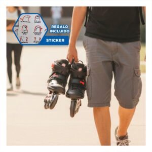 Par Patines Lineal Pro Ollie Rojo y negro T42 para Velocidad y Control Y+Regalo Sticker