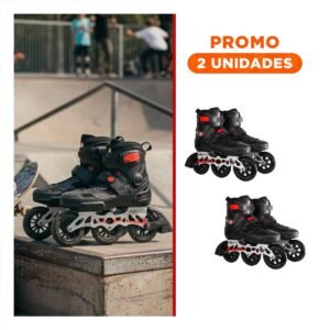 Pack2 Par Patines Lineal Pro Ollie Rojo y Negro T41 con Ruedas de Alto Rebote