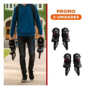 Pack2 Implemento Patines Lineal Pro Ollie Rojo y negro T43 para Aprender Mas