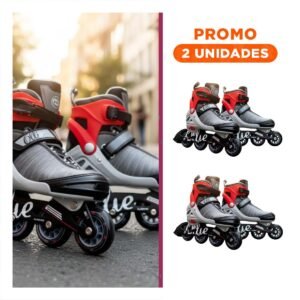 Pack2 Articulo Patines Lineales Urbanos Ollie Rojo y plomo Talla L para Deporte