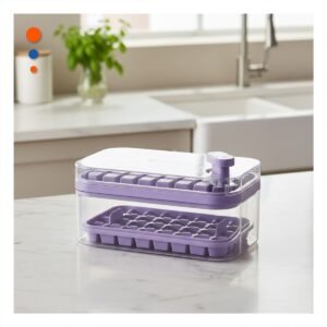 Bandeja Morada para Cubos de Hielo con Diseno Clic Esquina