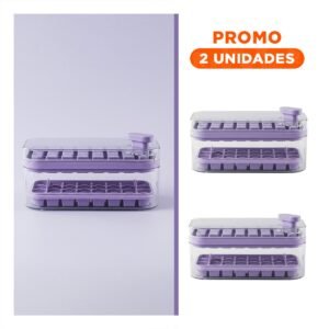Pack2 Molde de Silicona Morado para Cubos de Hielo con Sistema Clic Esquina