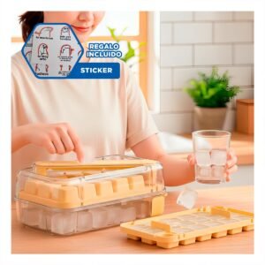 Recipiente Para Hielo Amarillo Clic Linea Casa Cocina Festiva Practico Y+Regalo Sticker