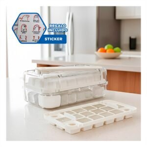 Plato de Molde Para Cubos de Hielo Blanco Y+Regalo Sticker