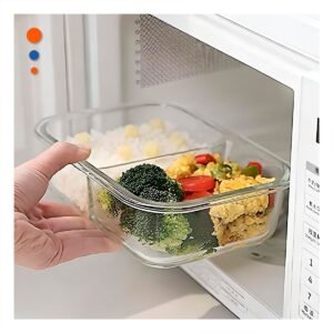 Recipiente Vidrio 2 Divisiones 1040ml Transparente Linea Blanca Cocina