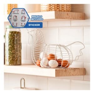 Recipiente para Huevos con Asa Blanco Diseno Gallina para Hogar Y+Regalo Sticker