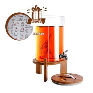 Servidor de Bebida 10L con Base de Madera Transparente para Hogar Y+Regalo Sticker
