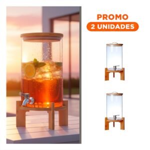 Pack2 Modulo de Bebida 10L con Base de Madera Transparente para Hogar