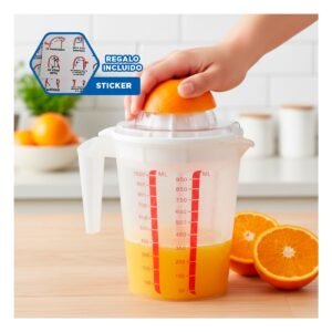 Exprimidor Manual para Naranja con Recipiente Medidor 1000 ml Blanco Y+Regalo Sticker