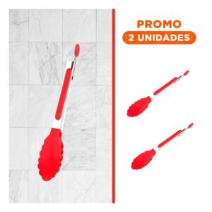 Pack2 Pinza de Cocina 21cm en Rojo para Hogar Uso Diario Practico