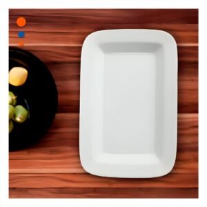 Fuente Rectangular con Borde Curvo Blanco para Mesa y Hogar Moderno